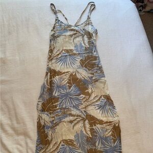 Aerie Tropical Print Maxi Dress - Cream, Blue, and Brown